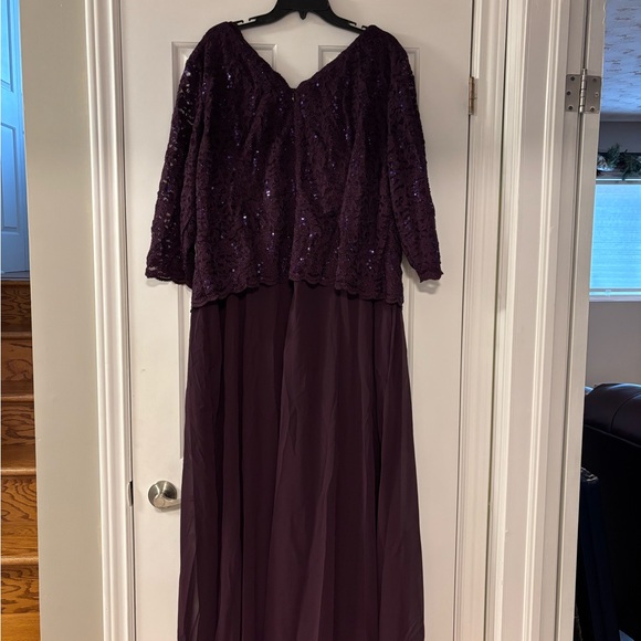 ALEX EVENINGS WOMAN Purple Sequined Full-Length Evening Sheath Dress Plus 22W - Picture 4 of 5